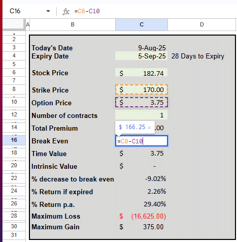 how to use the cash secured put calculator